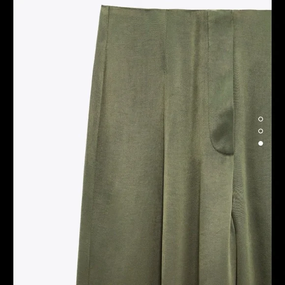 NEW ZARA Satin Effect Full Length Dart Pants in Khaki - Picture 3 of 6